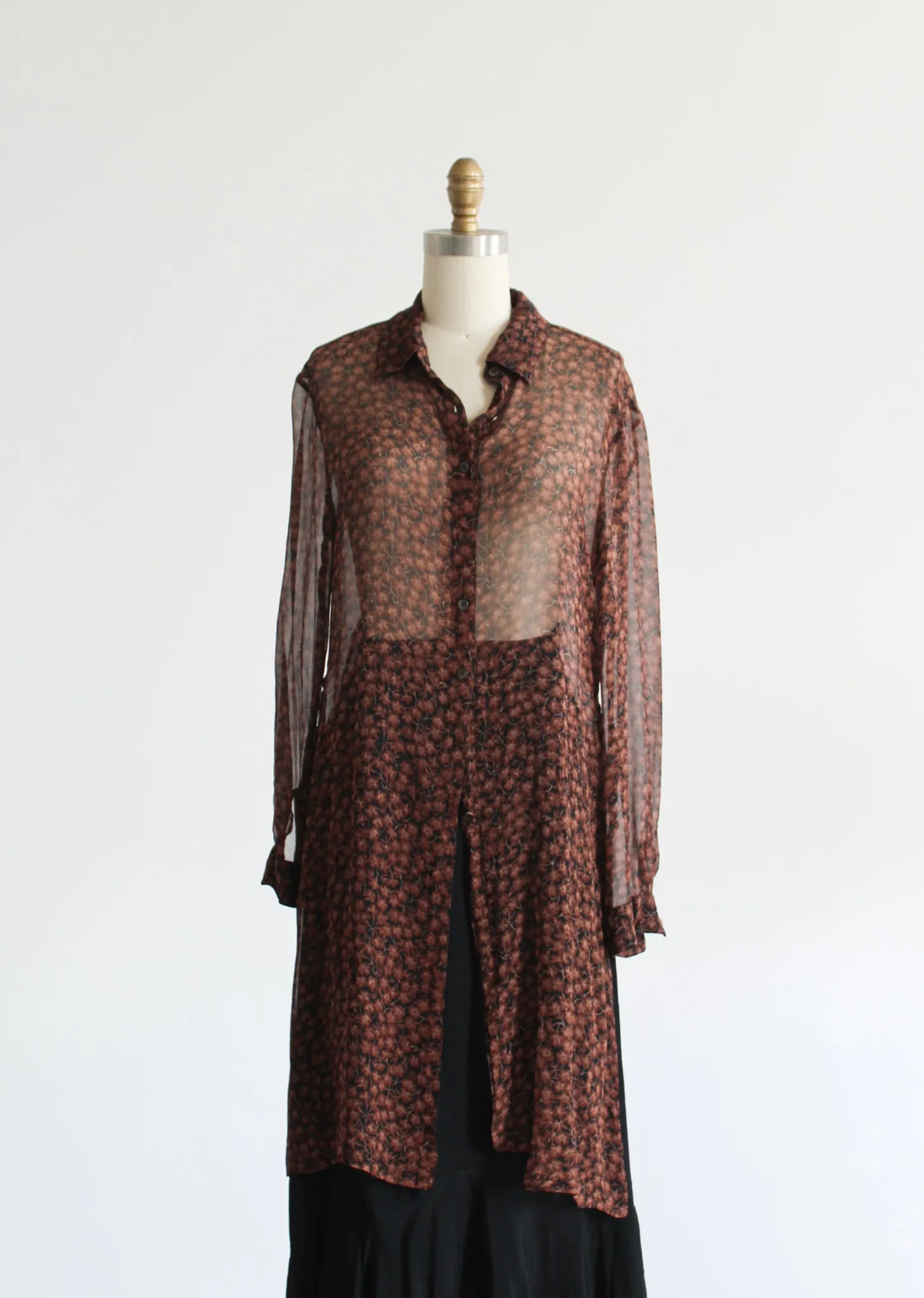 mapleleaf sheer silk tunic