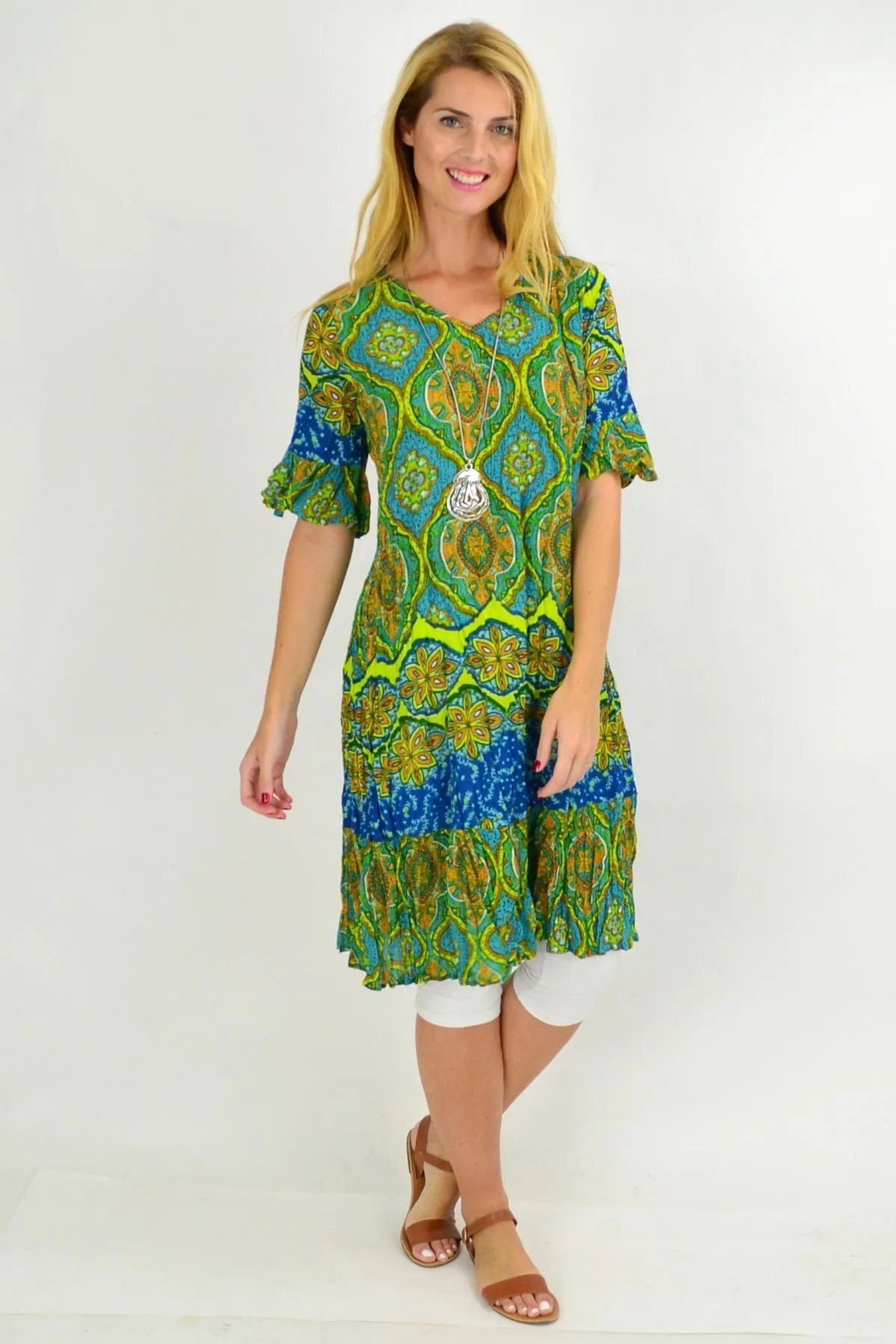 Mayan Green Tunic Dress