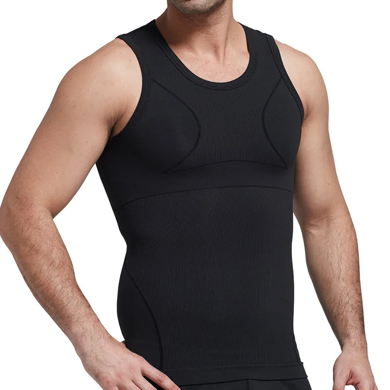 Men Elastic Gym Breathable Sport Compression O Neck Tank Top