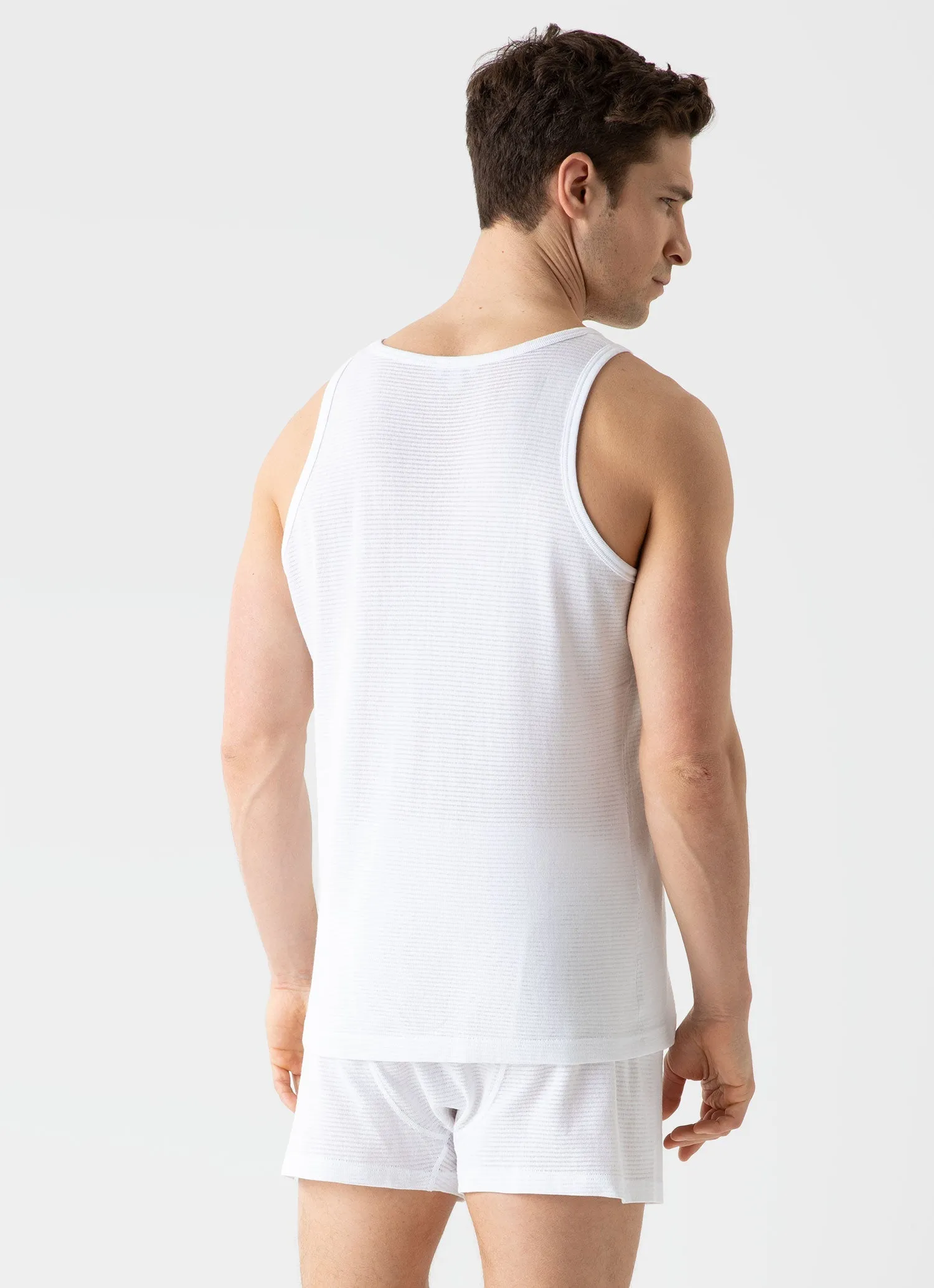 Men's Cellular Cotton Underwear Vest in White