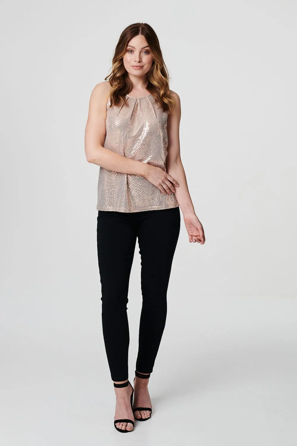 Metallic Embellished Vest Top