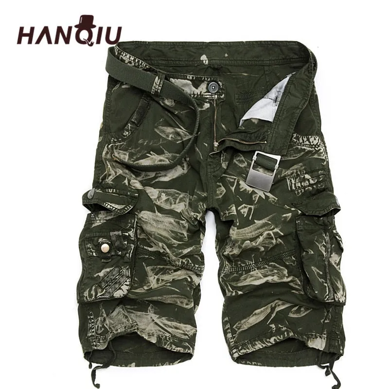 Military Cargo Shorts Men Mid Summer Army Pattern Pure Cotton Brand Dressing Comfortable Men Calculated Camo Cargo Shorts