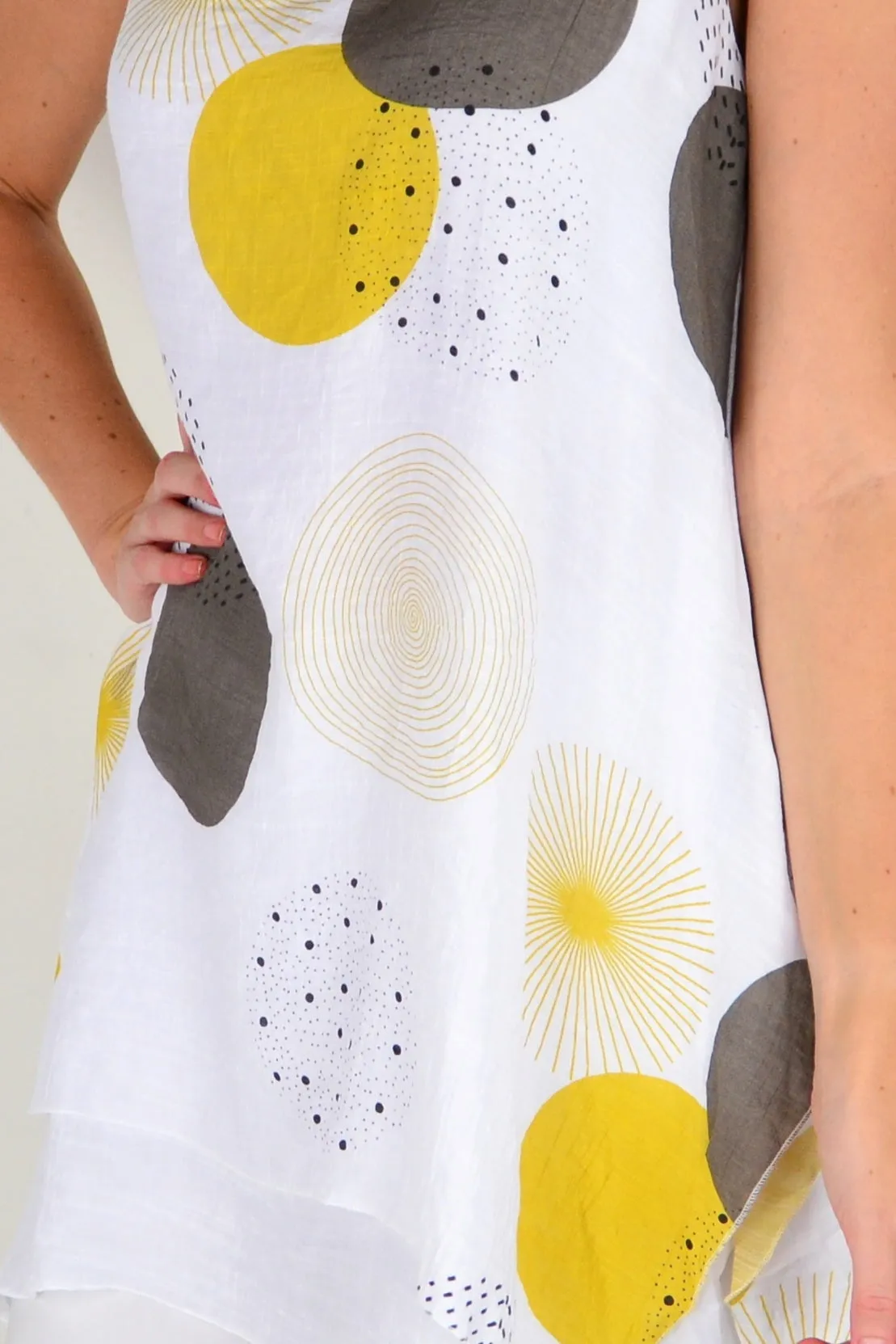 Mustard Circle Sleeveless Tunic Top