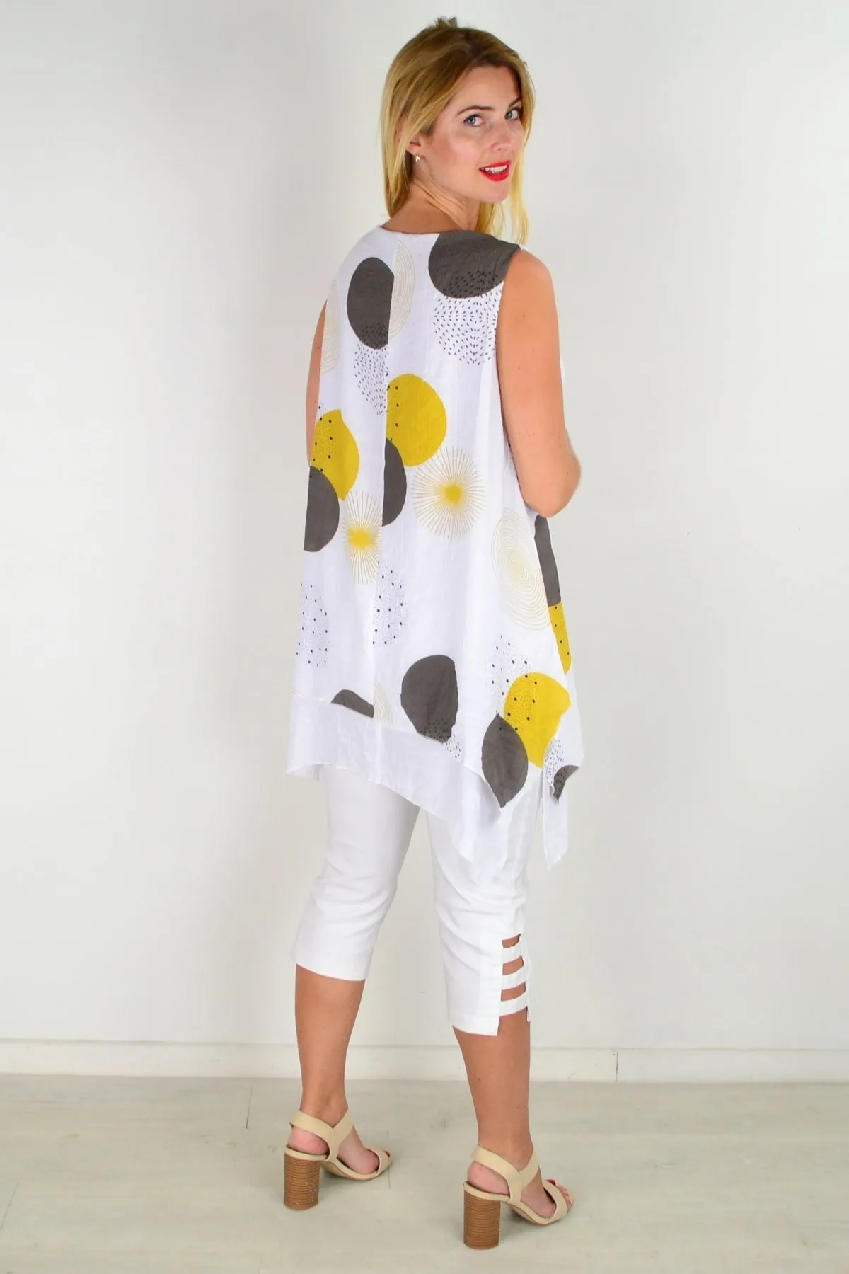 Mustard Circle Sleeveless Tunic Top