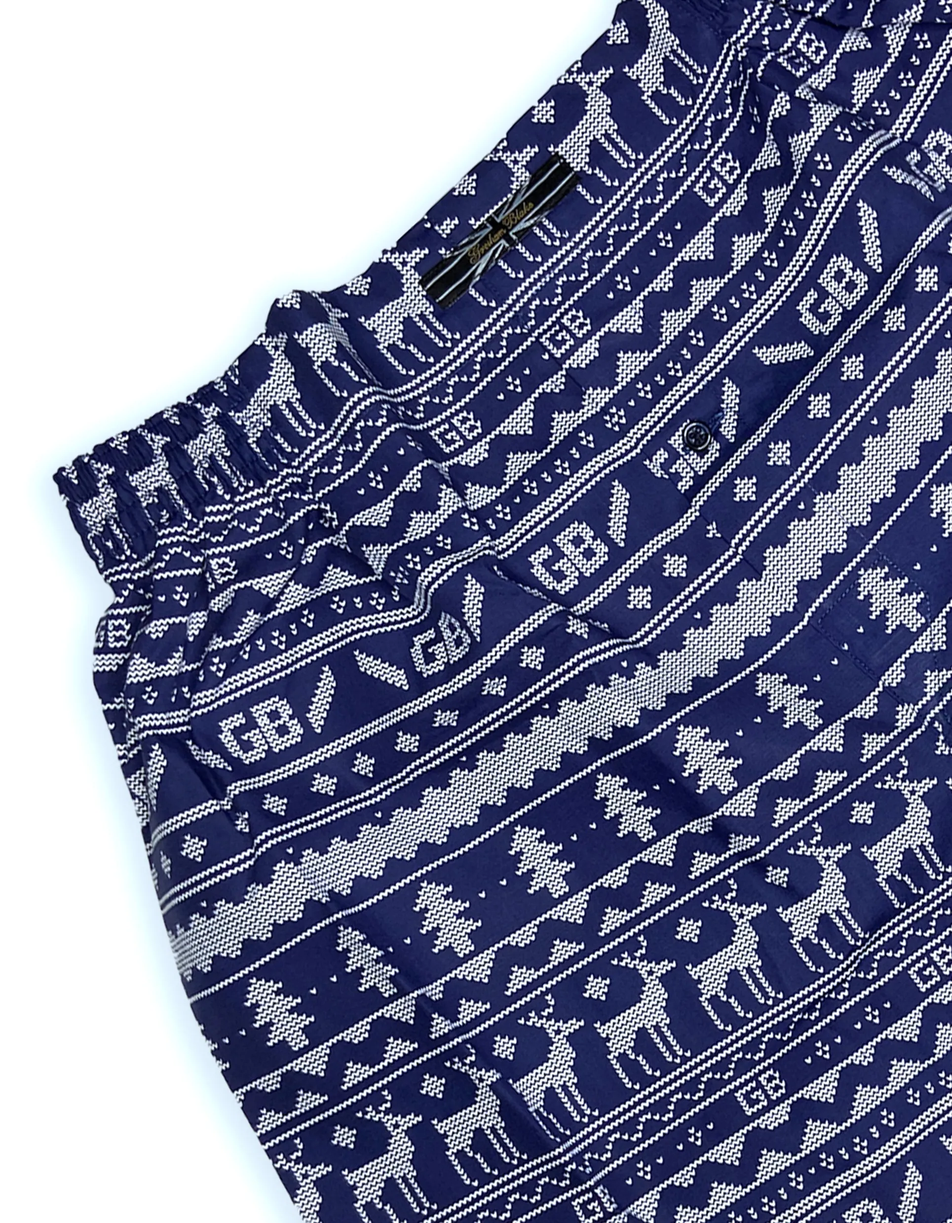 Navy Christmas Knit Pattern Boxer Shorts