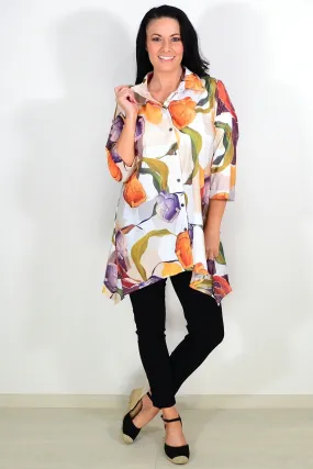 Orange Artwork Swirls Tunic Shirt