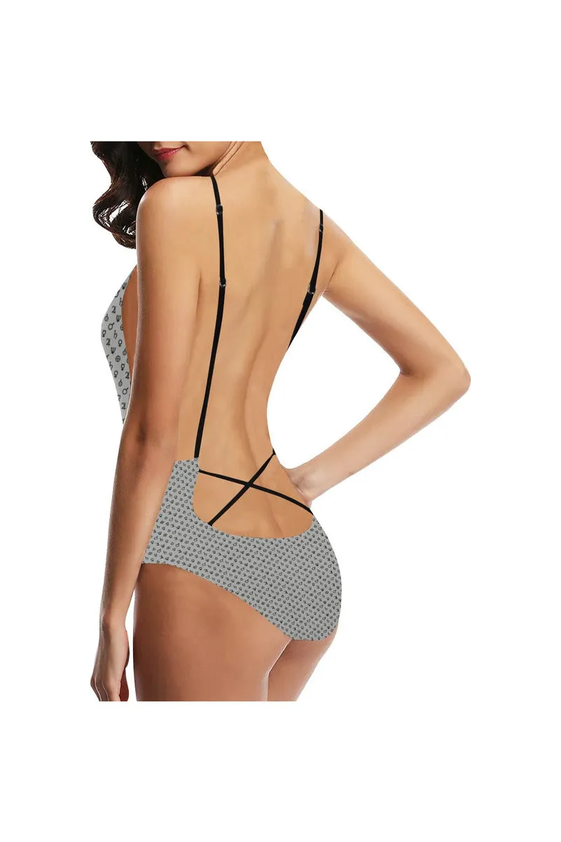 PLANETSYMBOLS Sexy Lacing Backless One-Piece Swimsuit