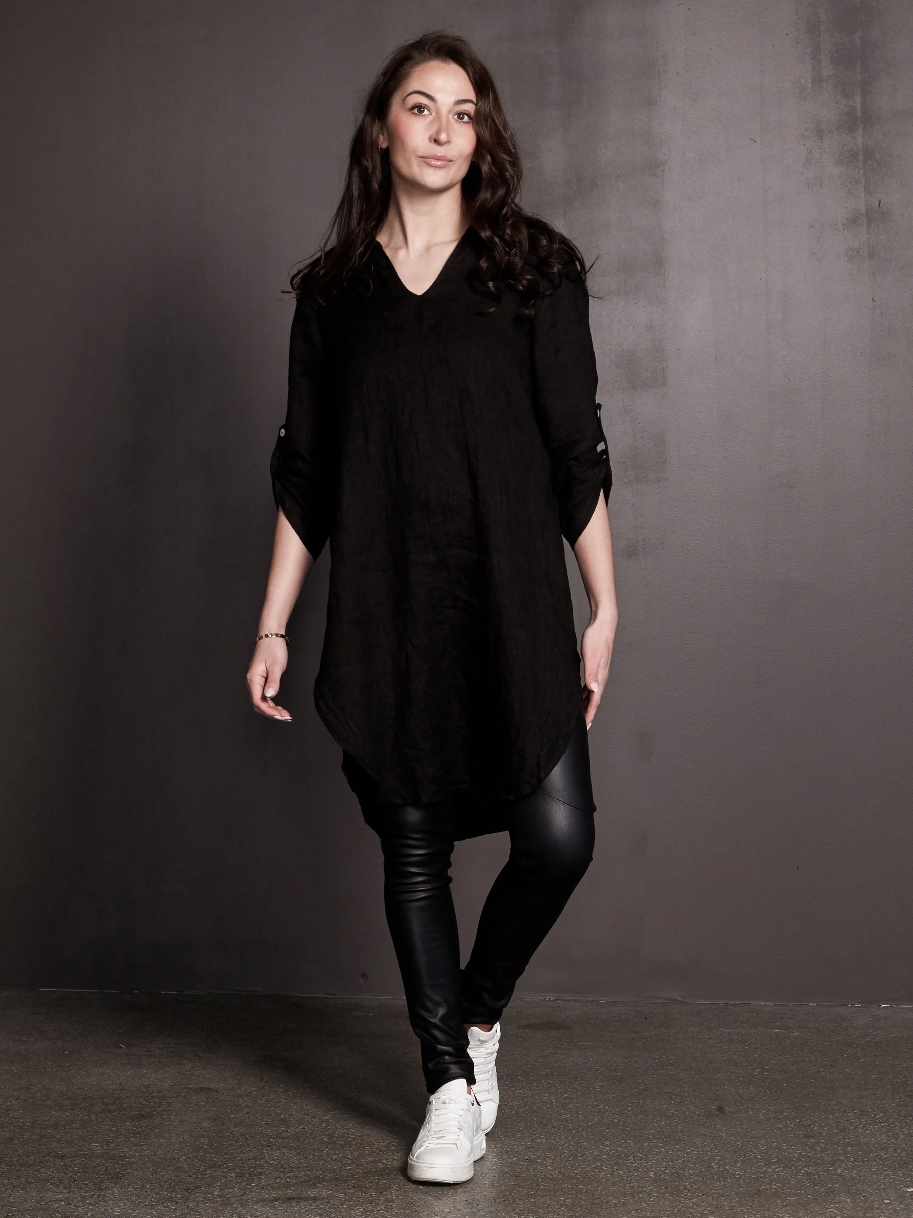 POLETTE linen tunic - Black