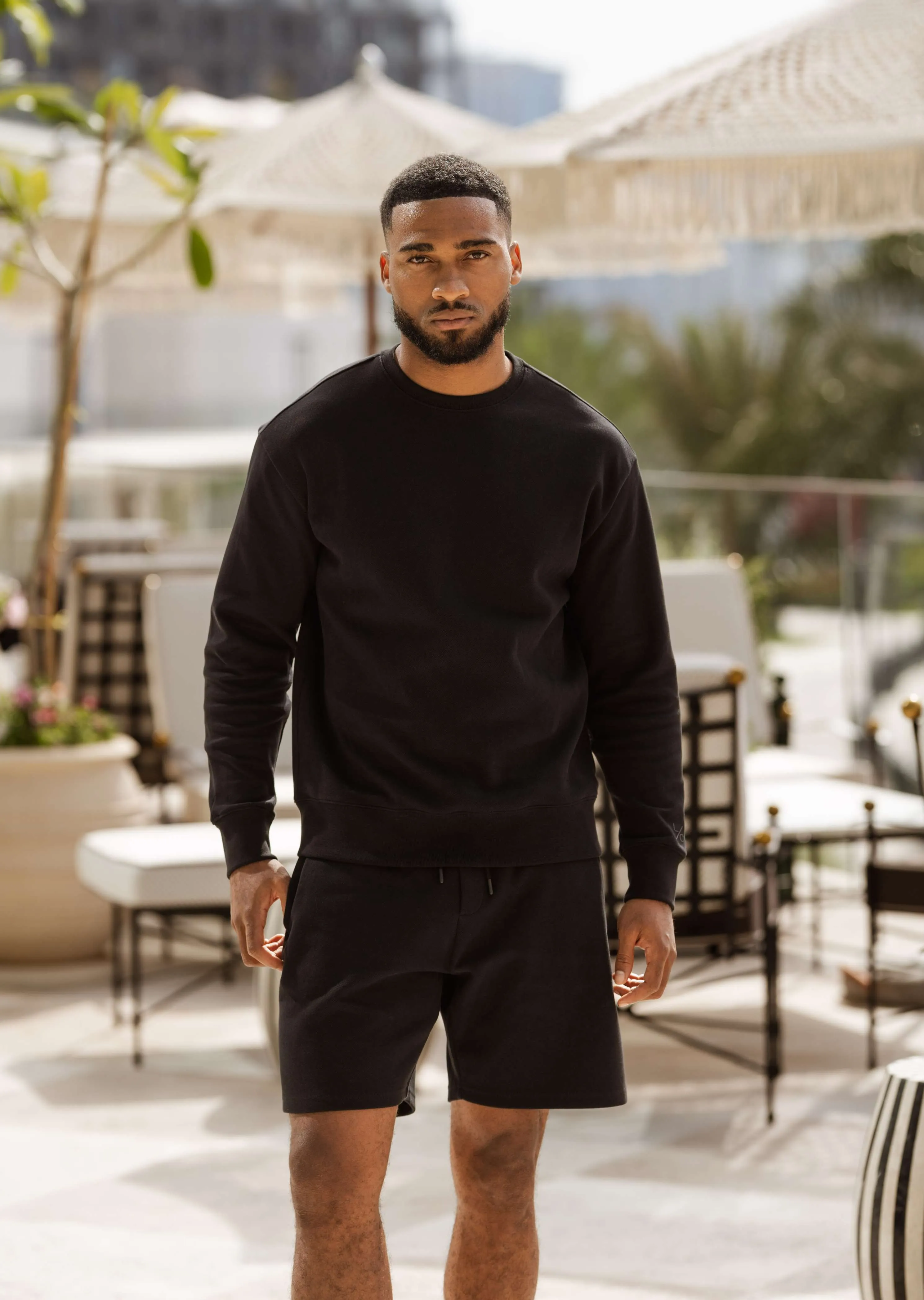 Premium Textured Crew Neck Sweat Black