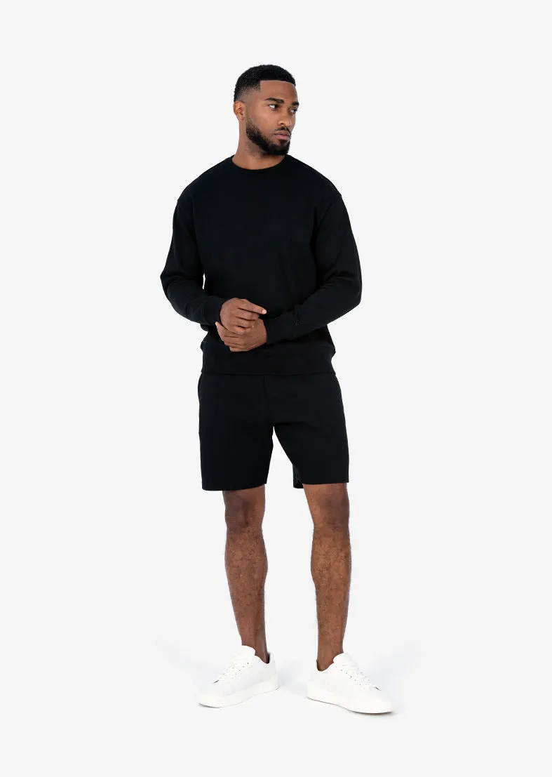 Premium Textured Crew Neck Sweat Black