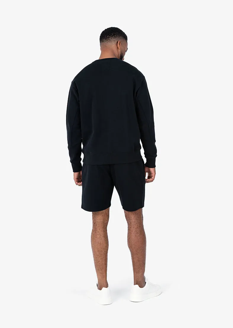 Premium Textured Crew Neck Sweat Black