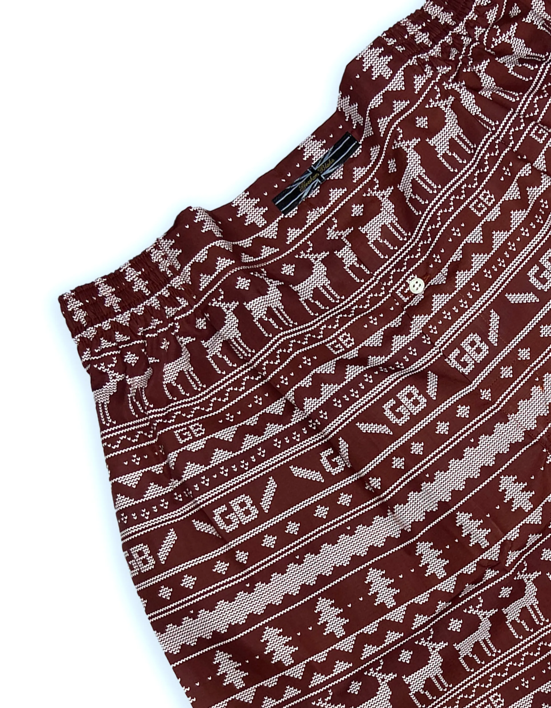 Red Christmas Knit Pattern Boxer Shorts