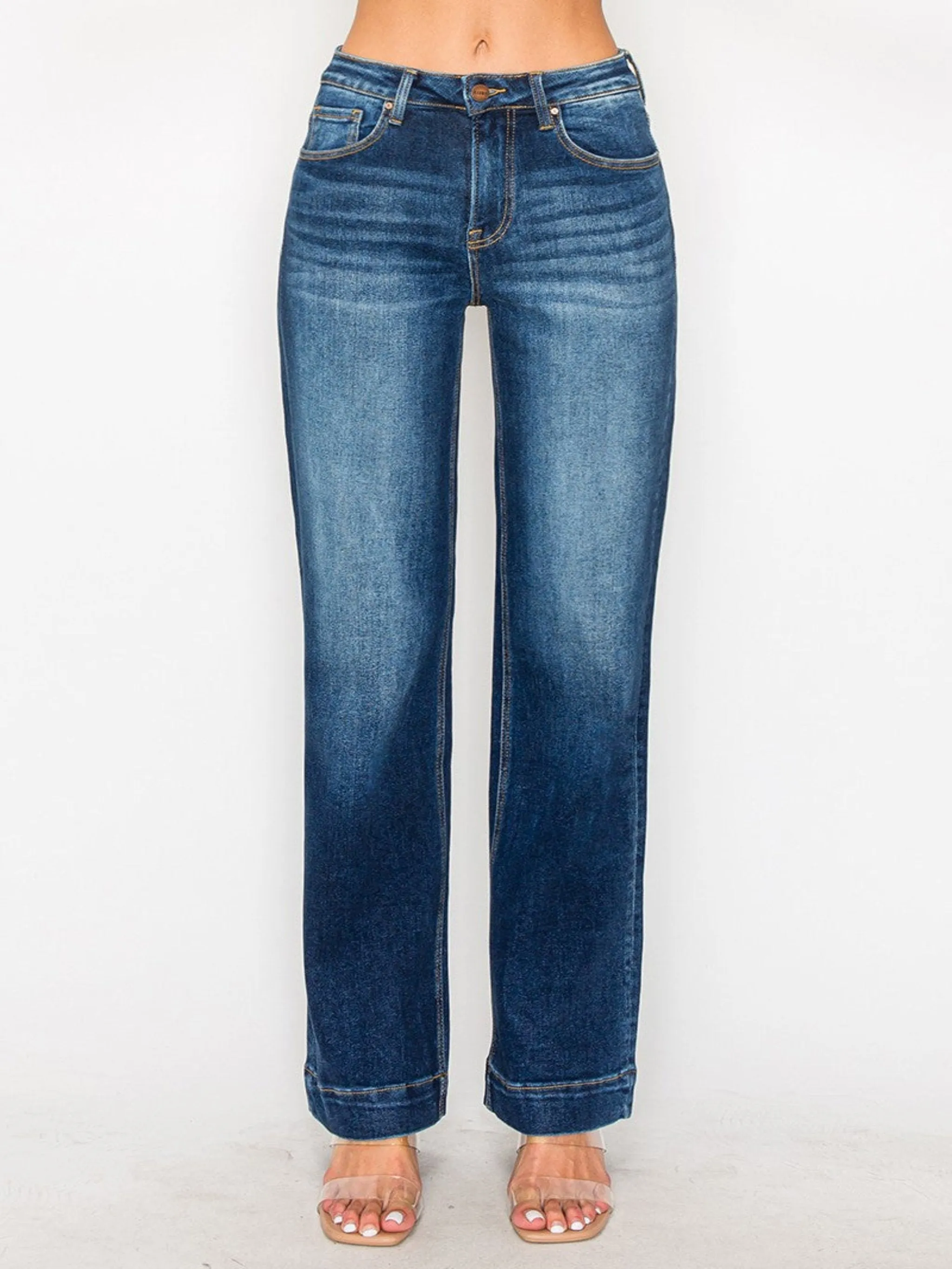 Risen High Rise Straight Jeans - Dark Wash