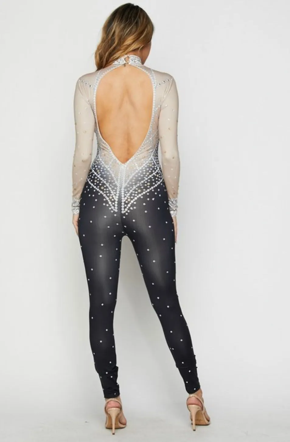 Sexy Super Slayer Multi-Colored Rhinestone Jumpsuit