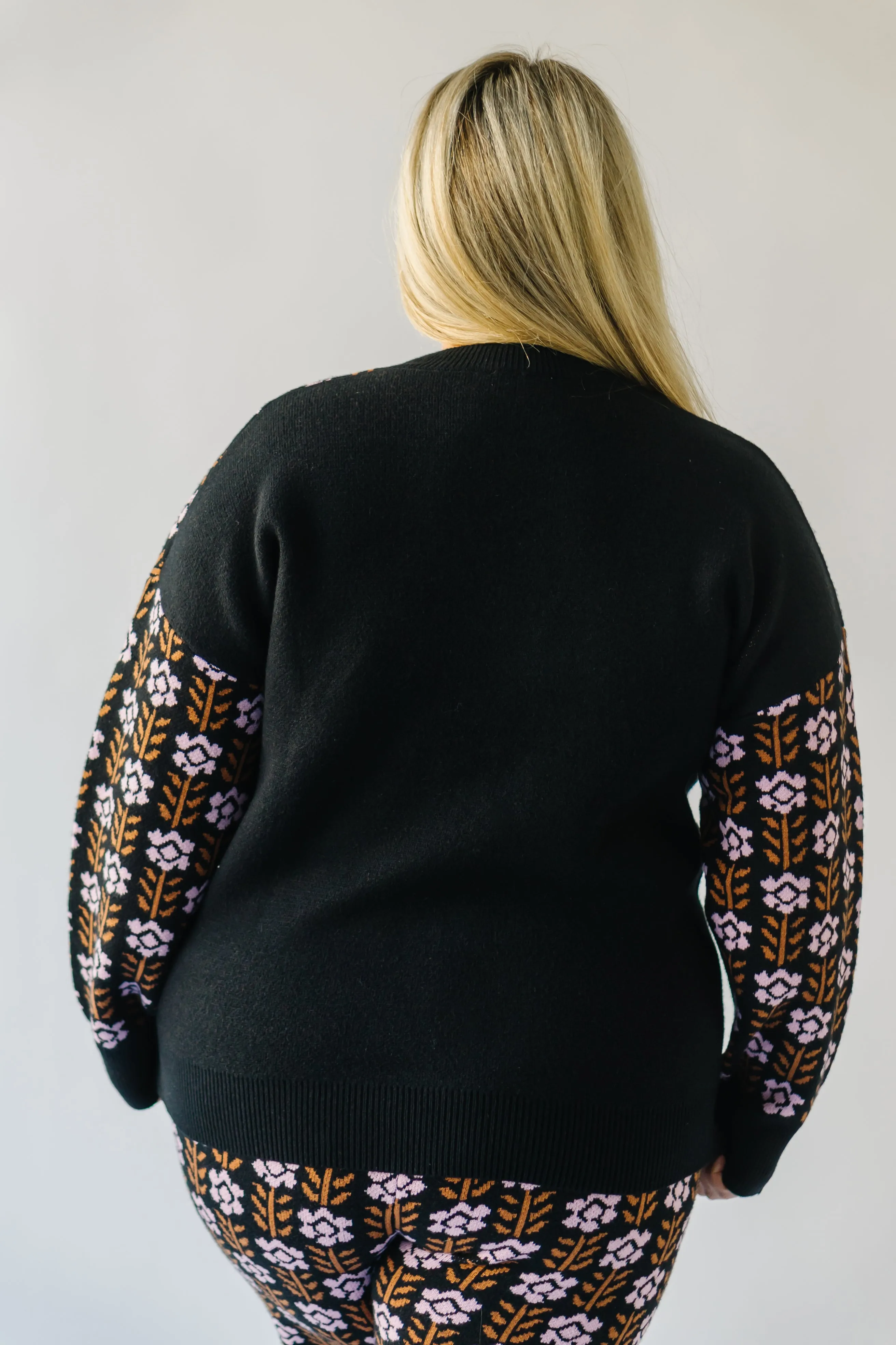 The Putney Floral Contrast Pullover in Black