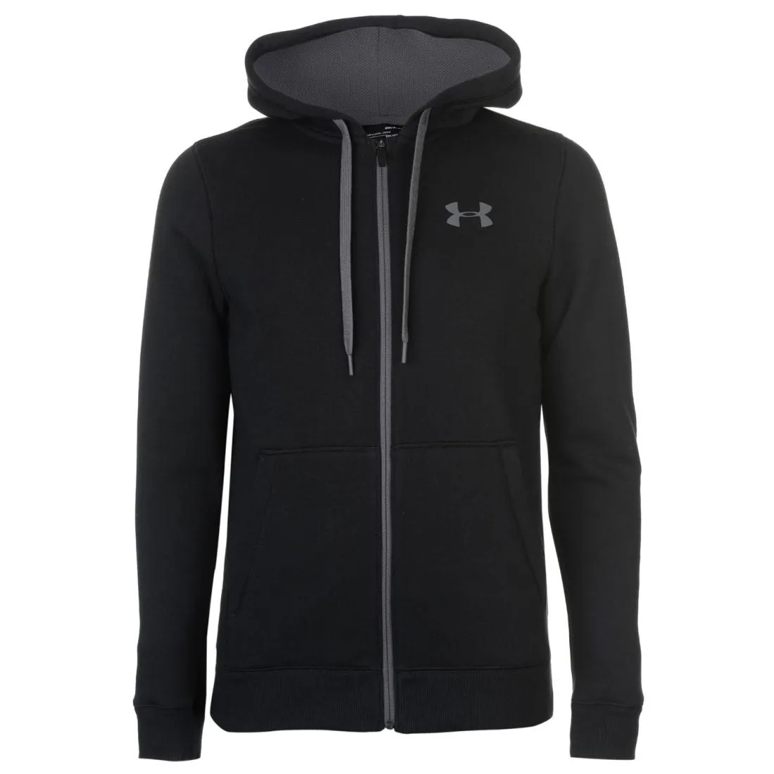 Under Armour Mens Rival Fitted Full Zip Hoody Hoodie Hooded Top Breathable Mesh