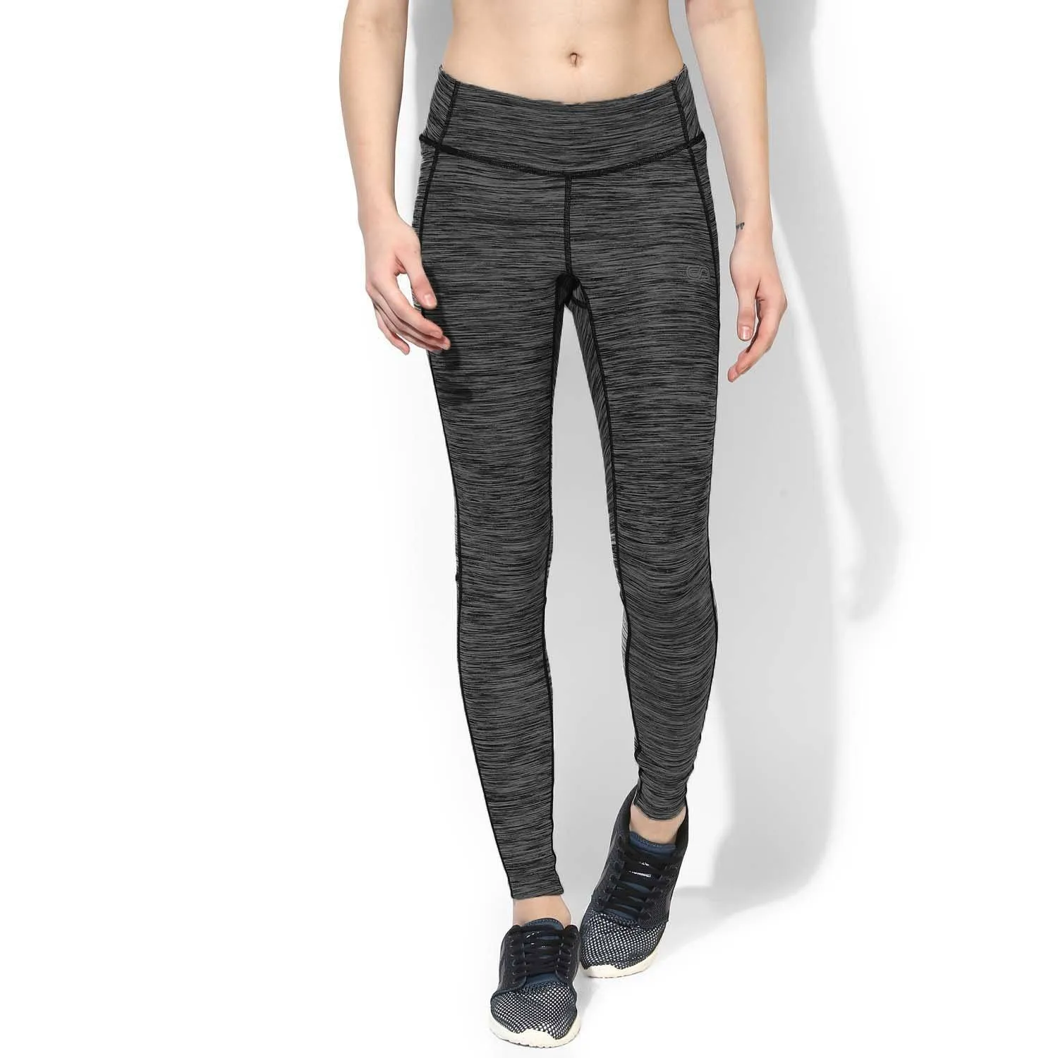 Women's Melange Track Leggings Grey-Black